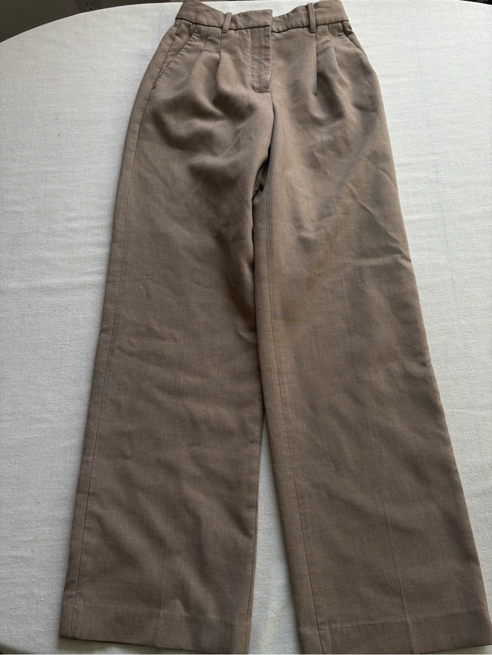 Aritzia The Effortless High Rise Straight Leg Tailored Pants Brown Size 00 - Picture 2 of 11